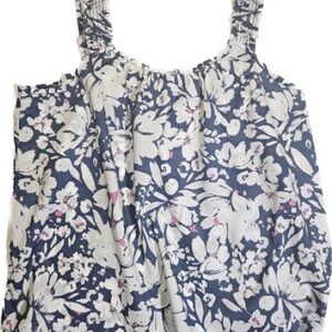 GAP Tank Top Women’s XL Blue White Floral Pink Wide Strap Cotton‎ Comfort Shirt